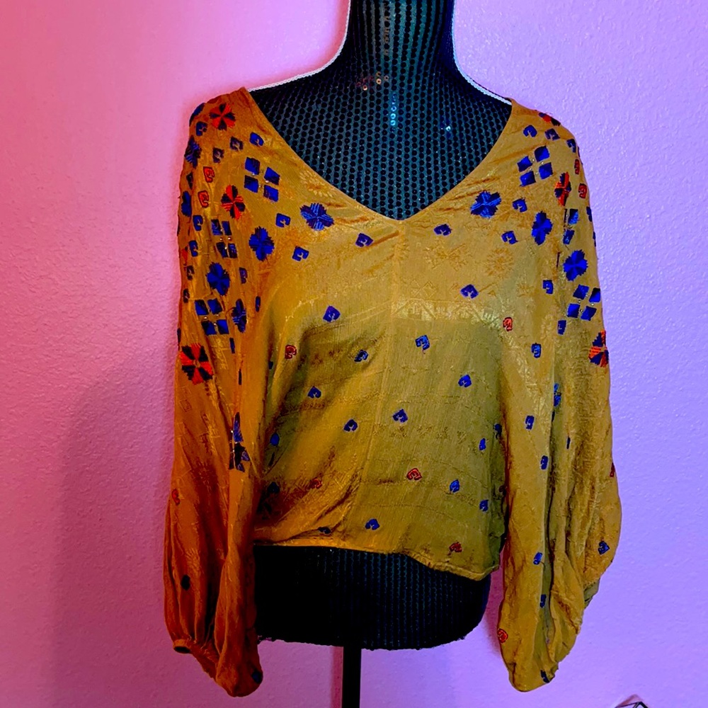 Free People Gold Blouse
